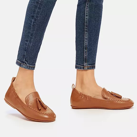 FitFlop ALLEGRO Tassel Læder Loafers LyseBrune | 54498513