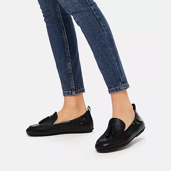 FitFlop ALLEGRO Tassel Læder Loafers Sort | 57761665