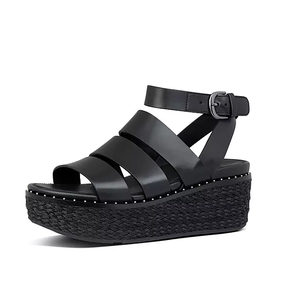 FitFlop ELOISE Espadrillos Kilehæl Sandaler Sort | 50163922