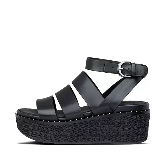 FitFlop ELOISE Espadrillos Kilehæl Sandaler Sort | 50163922