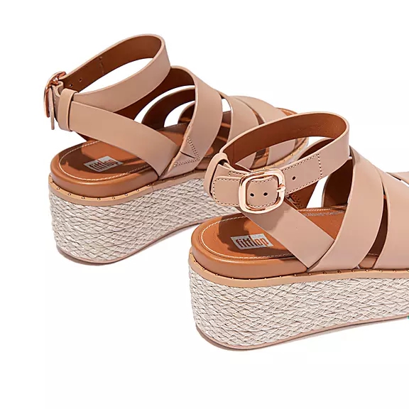 FitFlop ELOISE Espadrillos Læder Kilehæl Sandaler Beige | 30585071