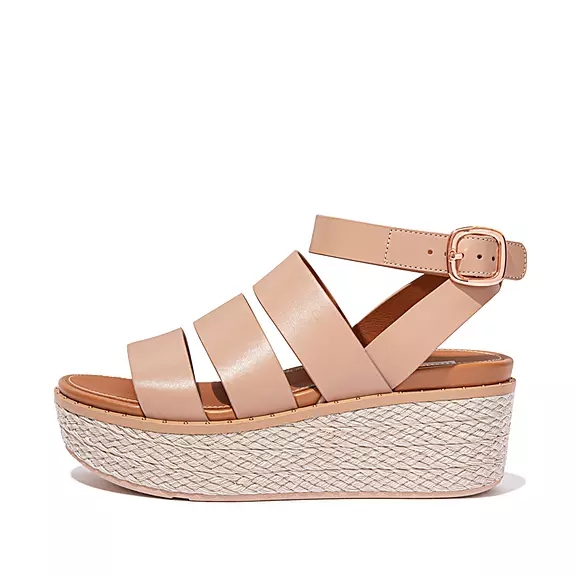 FitFlop ELOISE Espadrillos Læder Kilehæl Sandaler Beige | 30585071