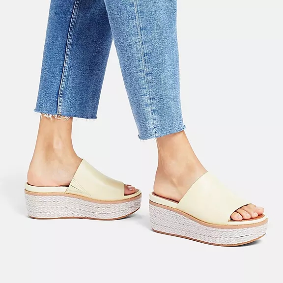 FitFlop ELOISE Espadrillos Læder Wedge Badesandaler Gul | 53309493