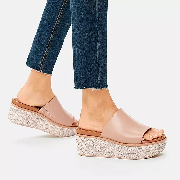 FitFlop ELOISE Espadrillos Læder Wedge Badesandaler Beige | 66918245
