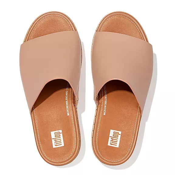 FitFlop ELOISE Espadrillos Læder Wedge Badesandaler Beige | 66918245