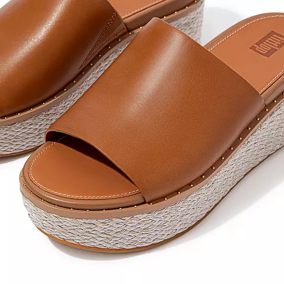 FitFlop ELOISE Espadrillos Læder Wedge Plateau Sandaler LyseBrune | 31144700