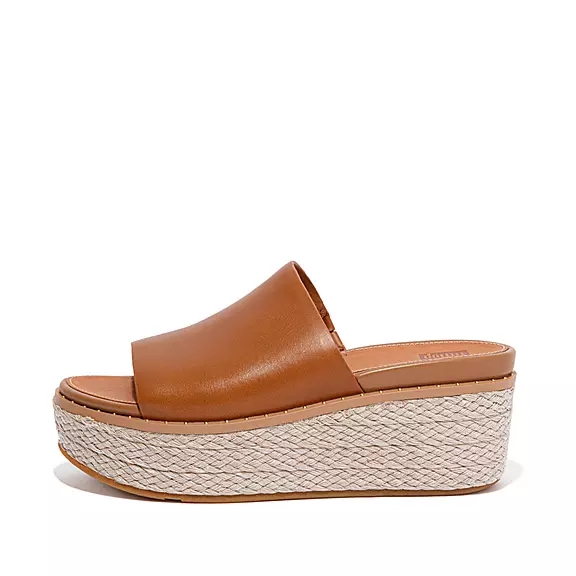 FitFlop ELOISE Espadrillos Læder Wedge Plateau Sandaler LyseBrune | 31144700