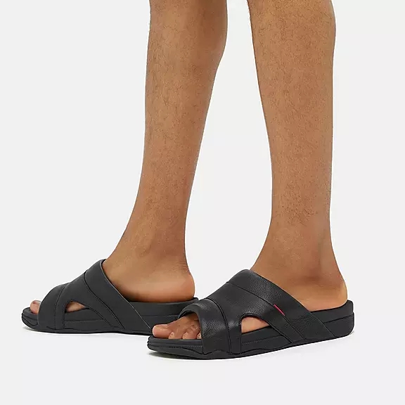 FitFlop FREEWAY Læder Pool Badesandaler Sort | 76424873