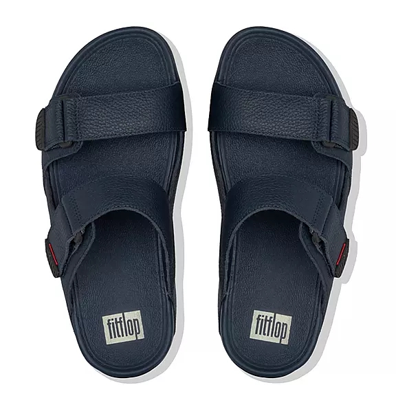 FitFlop GOGH MOC Adjustable Læder Badesandaler Mørkeblå | 48753790