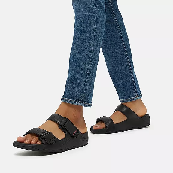FitFlop GOGH MOC Adjustable Læder Badesandaler Sort | 95881437