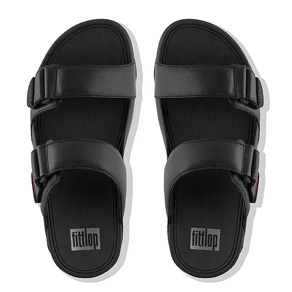 FitFlop GOGH MOC Adjustable Læder Badesandaler Sort | 95881437