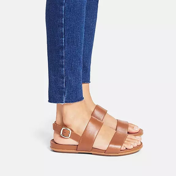 FitFlop GRACIE Læder Sandaler Med Rem LyseBrune | 32665426