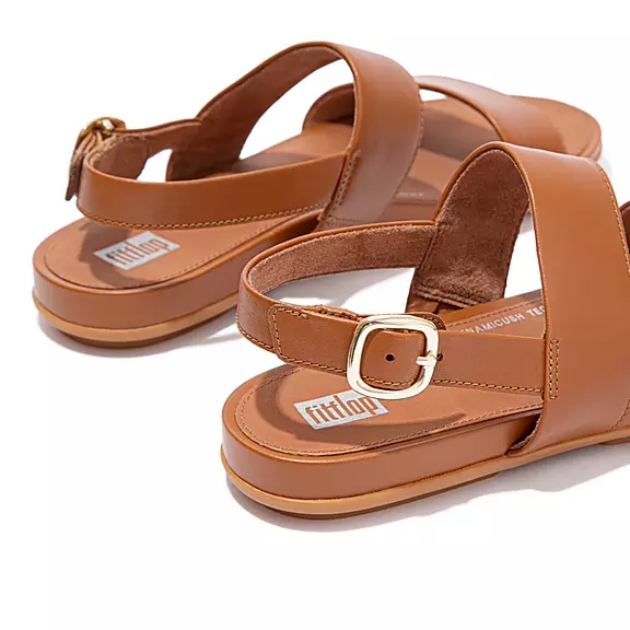 FitFlop GRACIE Læder Sandaler Med Rem LyseBrune | 32665426