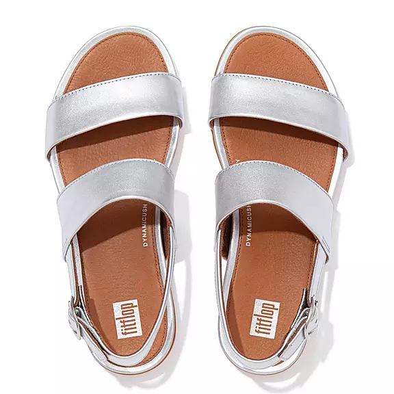 FitFlop GRACIE Metallic Læder Sandaler Med Rem Sølv | 96330258