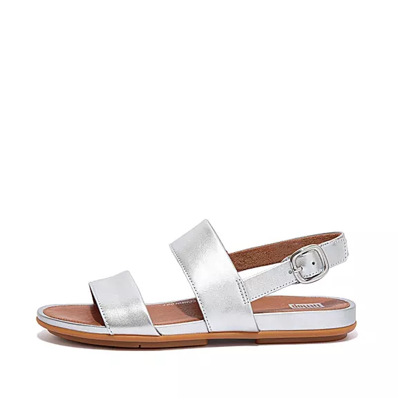 FitFlop GRACIE Metallic Læder Sandaler Med Rem Sølv | 96330258