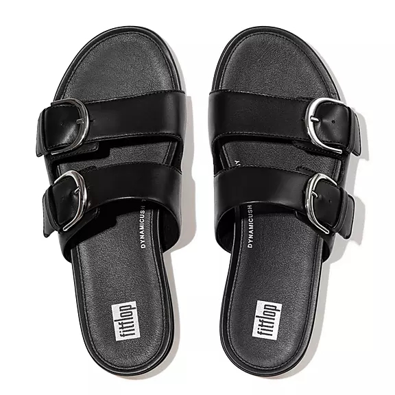 FitFlop GRACIE Přezkou Læder Badesandaler Sort | 15159348