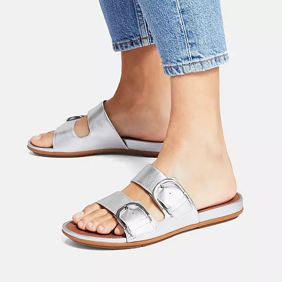 FitFlop GRACIE Přezkou Læder Badesandaler Sølv | 66357148