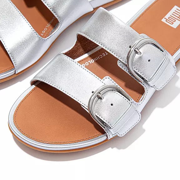 FitFlop GRACIE Přezkou Læder Badesandaler Sølv | 66357148