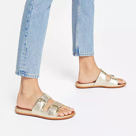 FitFlop GRACIE Přezkou Læder Badesandaler Guld | 76884313