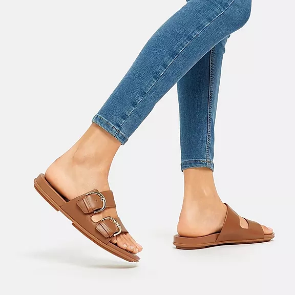 FitFlop GRACIE Přezkou Læder Badesandaler LyseBrune | 91066561