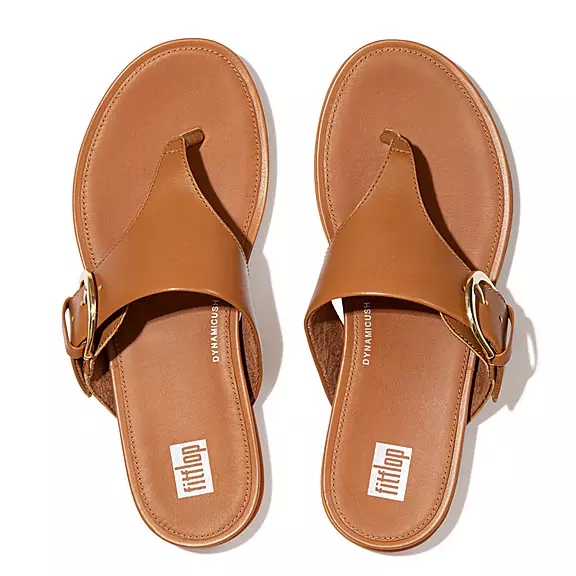 FitFlop GRACIE Přezkou Læder Sandaler Med Tåstolpe LyseBrune | 57681340