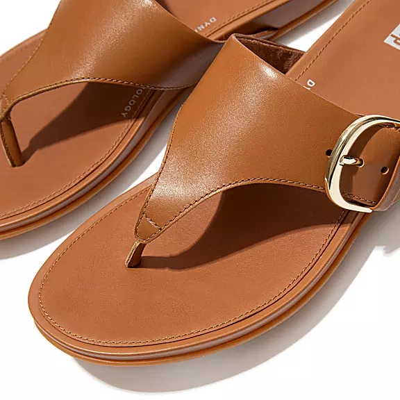 FitFlop GRACIE Přezkou Læder Sandaler Med Tåstolpe LyseBrune | 57681340