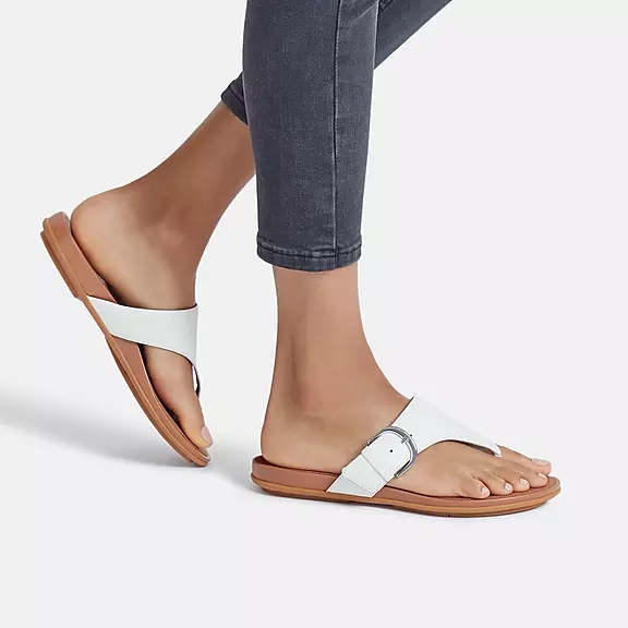 FitFlop GRACIE Přezkou Læder Sandaler Med Tåstolpe Hvide | 87858110