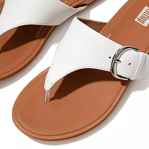 FitFlop GRACIE Přezkou Læder Sandaler Med Tåstolpe Hvide | 87858110