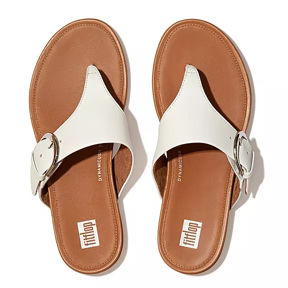 FitFlop GRACIE Přezkou Læder Sandaler Med Tåstolpe Hvide | 87858110