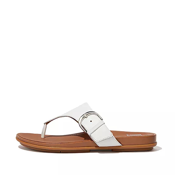 FitFlop GRACIE Přezkou Læder Sandaler Med Tåstolpe Hvide | 87858110