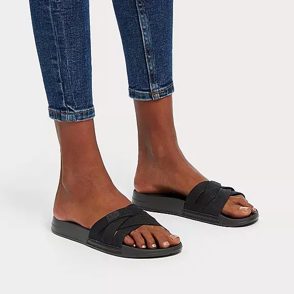 FitFlop IQUSHION Multi-Páskové Badesandaler Sort | 39897107
