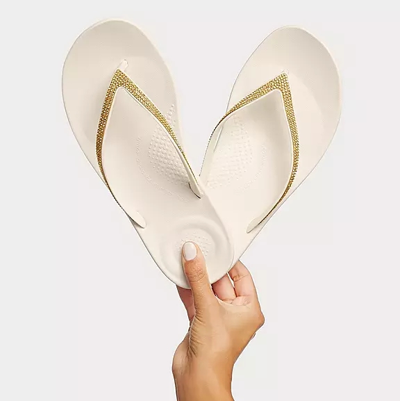 FitFlop IQUSHION Sparkle Ergonomic Klipklapper Hvide | 17769039