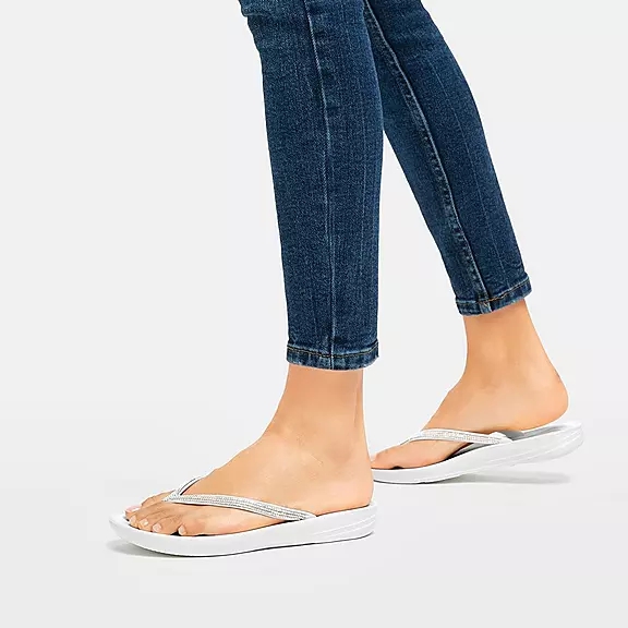 FitFlop IQUSHION Sparkle Ergonomic Klipklapper Hvide | 28583878
