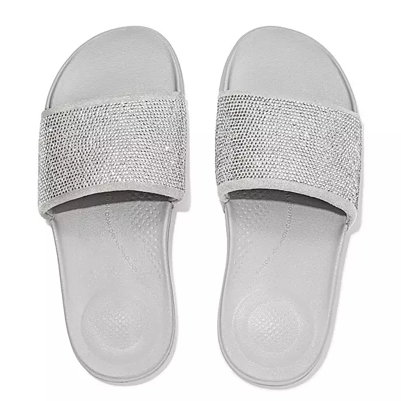 FitFlop IQUSHION Strand-Resistant Crystal Badesandaler Sølv | 44117909