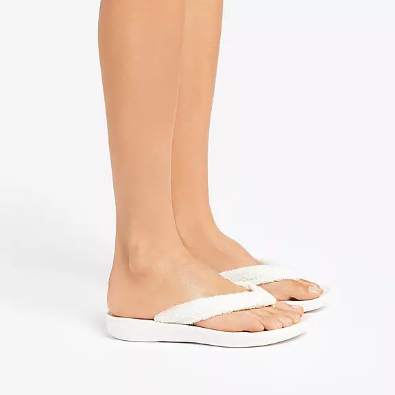 FitFlop IQUSHION Towelling Klipklapper Hvide | 31610870