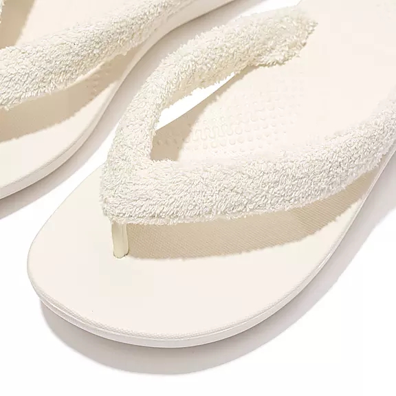 FitFlop IQUSHION Towelling Klipklapper Hvide | 31610870