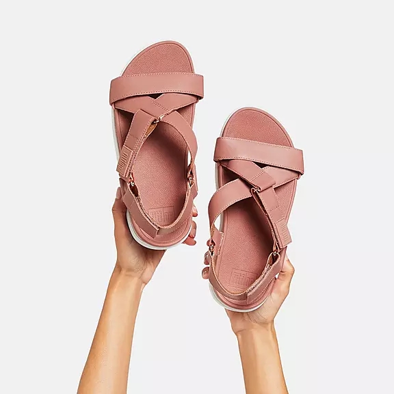 FitFlop LOOSH Læder Cross-Páskové Sandaler Lyserød | 67586066