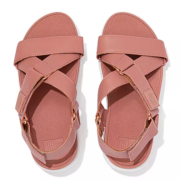 FitFlop LOOSH Læder Cross-Páskové Sandaler Lyserød | 67586066