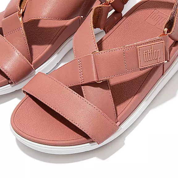 FitFlop LOOSH Læder Cross-Páskové Sandaler Lyserød | 67586066