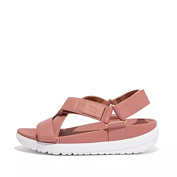 FitFlop LOOSH Læder Cross-Páskové Sandaler Lyserød | 67586066