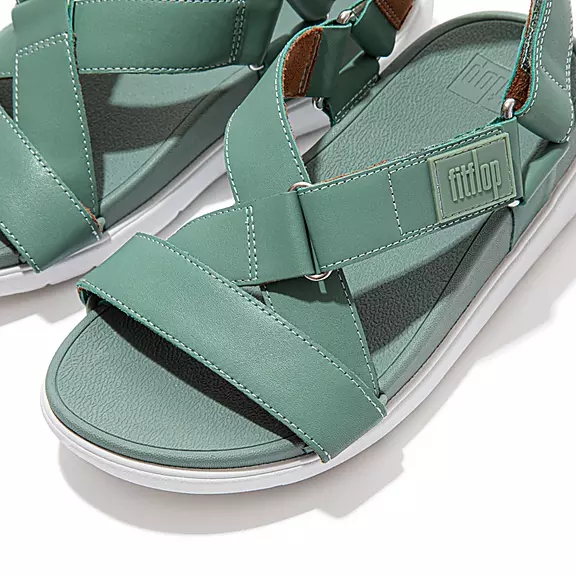 FitFlop LOOSH Læder Cross-Páskové Sandaler Grøn | 75823922