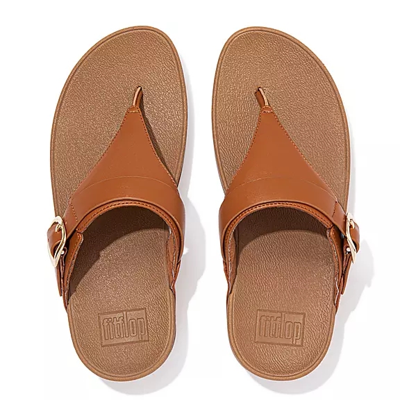 FitFlop LULU Adjustable Læder Sandaler Med Tåstolpe LyseBrune | 18152032
