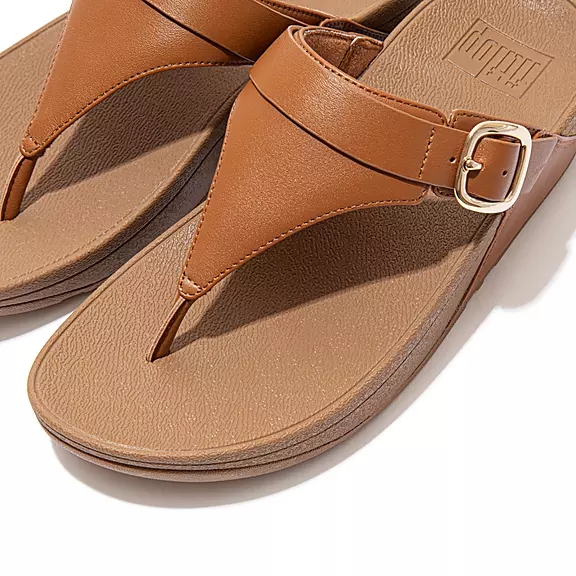 FitFlop LULU Adjustable Læder Sandaler Med Tåstolpe LyseBrune | 18152032