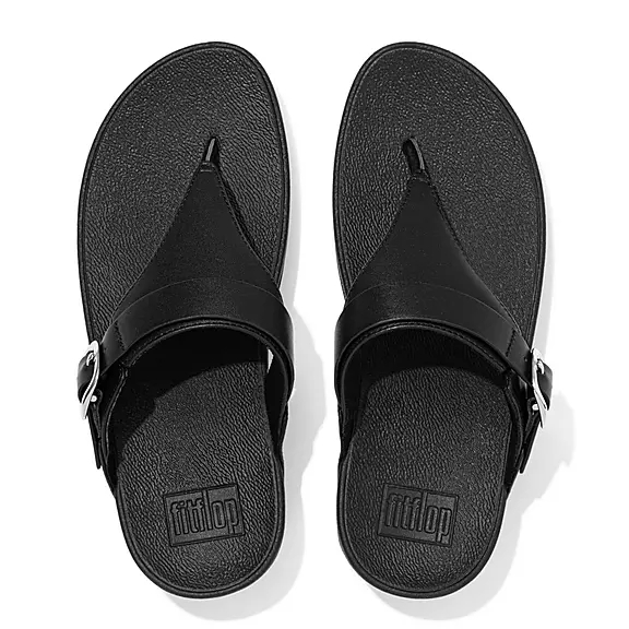 FitFlop LULU Adjustable Læder Sandaler Med Tåstolpe Sort | 34053388