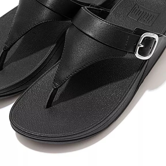 FitFlop LULU Adjustable Læder Sandaler Med Tåstolpe Sort | 34053388