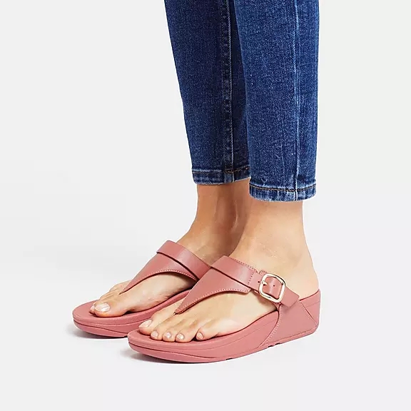 FitFlop LULU Adjustable Læder Sandaler Med Tåstolpe Lyserød | 64939995