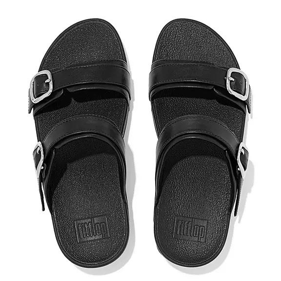 FitFlop LULU Adjustable Læder Sandaler Sort | 51699944