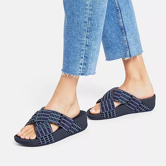 FitFlop LULU Art-Denim Cross Badesandaler Mørkeblå | 66732713