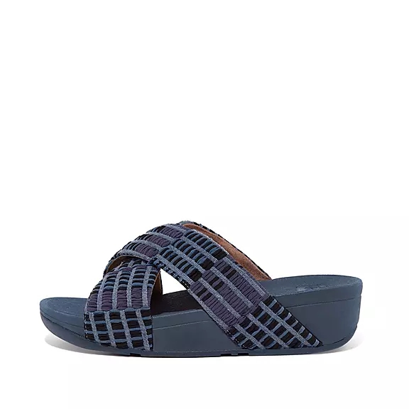 FitFlop LULU Art-Denim Cross Badesandaler Mørkeblå | 66732713