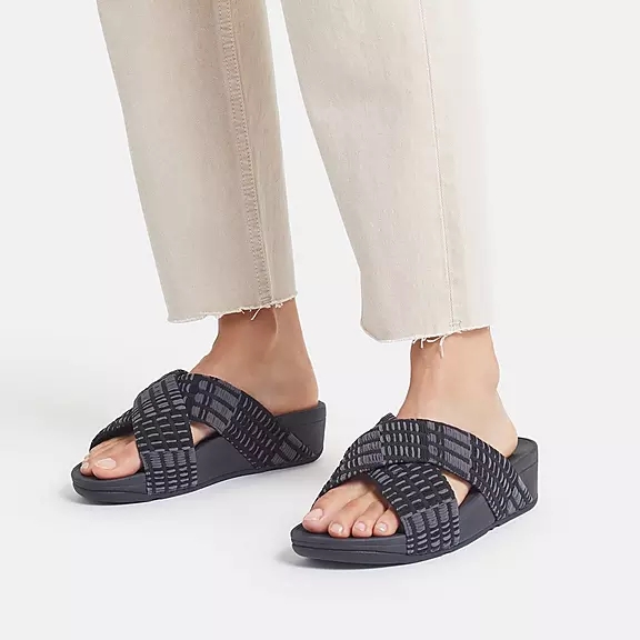 FitFlop LULU Art-Denim Cross Badesandaler Sort | 86504296